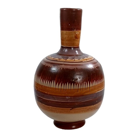 13.5" Vtg Southwest Mexican Folk Art Terracotta Clay Pottery Water Jug Vessel - Picture 2 of 5